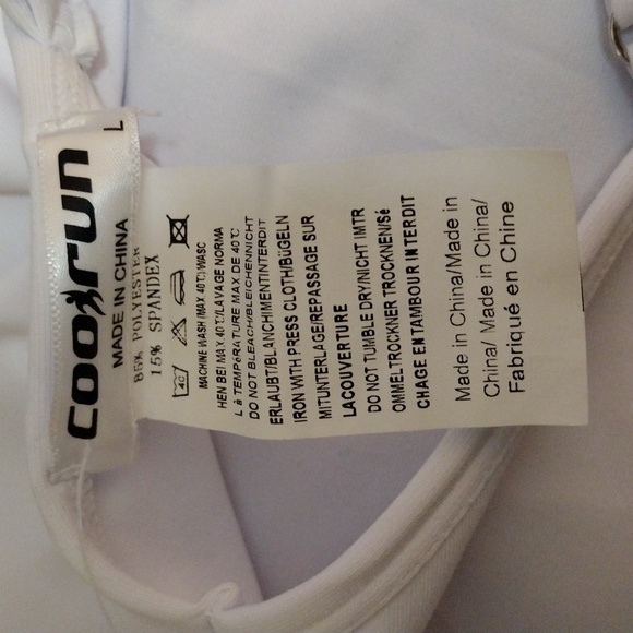Cool run white vertical/ horizontal stretch jumpsuit sxL.  BRand new. - Picture 7 of 8